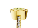Yellow gold Fancy Yellow Cushion Cut-Cut Diamond Halo Engagement Ring with Pave Band and Prong Setting_5