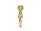 Yellow gold Fancy Yellow Cushion Cut Cut Diamond Twisted Band with Milgrain Pave Setting and Four-Prong Setting_11