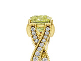 Yellow gold Fancy Yellow Cushion Cut Cut Diamond Twisted Band with Milgrain Pave Setting and Four-Prong Setting_14