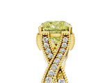 Yellow gold Fancy Yellow Cushion Cut Cut Diamond Twisted Band with Milgrain Pave Setting and Four-Prong Setting_29
