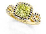 Yellow gold Fancy Yellow Cushion Cut Cut Halo Diamond Infinity Band with Four-Prong Setting_1