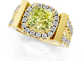 Yellow gold Fancy Yellow Cushion Cut Cut Halo Split Shank Prong Set Ring_1