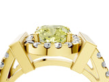 Yellow gold Fancy Yellow Cushion Cut Cut Halo Split Shank Prong Set Ring_4