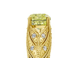 Yellow gold Fancy Yellow Cushion Cut Cut Milgrain Pave Diamond Engagement Ring with Four-Prong Setting_20