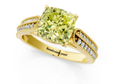 Yellow gold Fancy Yellow Cushion Cut Cut Pave Split Shank Engagement Ring with Four-Prong Setting_1