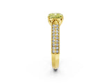 Yellow gold Fancy Yellow Cushion Cut Cut Pave Split Shank Engagement Ring with Four-Prong Setting_2