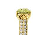Yellow gold Fancy Yellow Cushion Cut Cut Pave Split Shank Engagement Ring with Four-Prong Setting_5