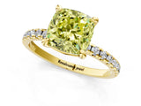 Yellow gold Fancy Yellow Cushion Cut Diamond Brilliant Solitaire Ring with Pavé Band and Four-Prong Setting_13