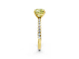 Yellow gold Fancy Yellow Cushion Cut Diamond Brilliant Solitaire Ring with Pavé Band and Four-Prong Setting_14