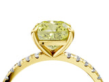 Yellow gold Fancy Yellow Cushion Cut Diamond Brilliant Solitaire Ring with Pavé Band and Four-Prong Setting_16