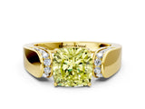 Yellow gold Fancy Yellow Cushion Cut Diamond Channel Set Solitaire Ring with Four-Prong Setting_12