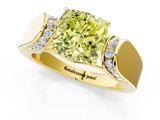 Yellow gold Fancy Yellow Cushion Cut Diamond Channel Set Solitaire Ring with Four-Prong Setting_13