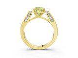 Yellow gold Fancy Yellow Cushion Cut Diamond Channel Set Solitaire Ring with Four-Prong Setting_15