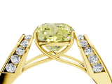 Yellow gold Fancy Yellow Cushion Cut Diamond Channel Set Solitaire Ring with Four-Prong Setting_16