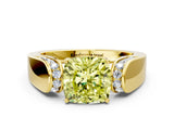Yellow gold Fancy Yellow Cushion Cut Diamond Channel Set Solitaire Ring with Four-Prong Setting_24