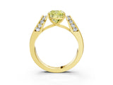 Yellow gold Fancy Yellow Cushion Cut Diamond Channel Set Solitaire Ring with Four-Prong Setting_27