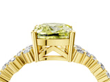 Yellow gold Fancy Yellow Cushion Cut Diamond Cluster Pavé Band with Four-Prong Setting_16
