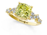Yellow gold Fancy Yellow Cushion Cut Diamond Cluster Pavé Band with Four-Prong Setting_4