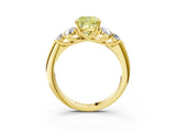 Yellow gold Fancy Yellow Cushion  Cut Diamond Cluster Ring with Round Accent Stones and Prong Setting on a Classic Band_51