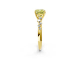 Yellow gold Fancy Yellow Cushion Cut Diamond Cluster Side Stone Solitaire Ring with Prong Setting_55