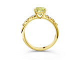 Yellow gold Fancy Yellow Cushion Cut Diamond Cluster Side Stone Solitaire Ring with Prong Setting_56