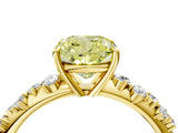 Yellow gold Fancy Yellow Cushion Cut Diamond Cluster Side Stone Solitaire Ring with Prong Setting_57