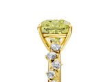Yellow gold Fancy Yellow Cushion Cut Diamond Cluster Side Stone Solitaire Ring with Prong Setting_58