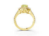 Yellow gold Fancy Yellow Cushion Cut Diamond Double Halo Ring with Pavé Band and Prong Setting_61