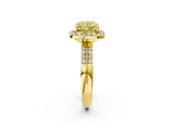 Yellow gold Fancy Yellow Cushion Cut Diamond Double Halo Ring with Split Shank and Four-Prong Setting_2