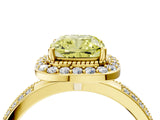 Yellow gold Fancy Yellow Cushion Cut Diamond Double Halo Ring with Split Shank and Four-Prong Setting_4