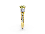 Yellow gold Fancy Yellow Cushion Cut Diamond Engagement Ring with Baguette Side Stones and Channel Set Band_22