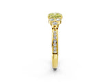 Yellow gold Fancy Yellow Cushion  Cut Diamond Engagement Ring with Bezel Set Round Side Stones and Prong Setting_53
