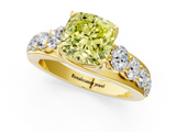 Yellow gold Fancy Yellow Cushion  Cut Diamond Engagement Ring with Pavé Band and Four-Prong Setting_4