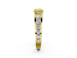 Yellow gold Fancy Yellow Cushion  Cut Diamond Engagement Ring with Pavé Band and Four-Prong Setting_5