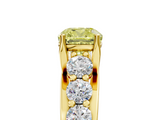 Yellow gold Fancy Yellow Cushion  Cut Diamond Engagement Ring with Pavé Band and Four-Prong Setting_8