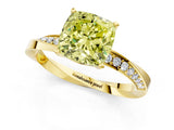 Yellow gold Fancy Yellow Cushion Cut Diamond Engagement Ring with Side Stone Accents and Four-Prong Setting_73