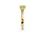 Yellow gold Fancy Yellow Cushion Cut Diamond Engagement Ring with Side Stone Accents and Four-Prong Setting_74