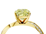 Yellow gold Fancy Yellow Cushion Cut Diamond Engagement Ring with Side Stone Accents and Four-Prong Setting_76