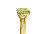 Yellow gold Fancy Yellow Cushion Cut Diamond Engagement Ring with Side Stone Accents and Four-Prong Setting_77