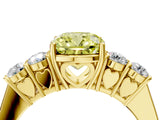 Yellow gold Fancy Yellow Cushion  Cut Diamond Five-Stone Prong Set White Gold Ring_36