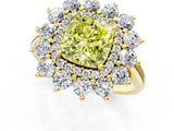 Yellow gold Fancy Yellow Cushion Cut Diamond Floral Double Halo Engagement Ring with Prong Setting_25