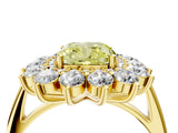 Yellow gold Fancy Yellow Cushion Cut Diamond Floral Double Halo Engagement Ring with Prong Setting_28