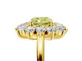 Yellow gold Fancy Yellow Cushion Cut Diamond Floral Double Halo Engagement Ring with Prong Setting_29