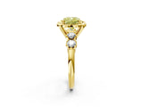 Yellow gold Fancy Yellow Cushion  Cut Diamond Floral Halo Engagement Ring with Shared Prong Setting 3