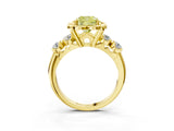 Yellow gold Fancy Yellow Cushion  Cut Diamond Floral Halo Engagement Ring with Shared Prong Setting 4