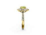 Yellow gold Fancy Yellow Cushion  Cut Diamond Floral Halo Pave Band with Prong Setting_39