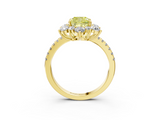 Yellow gold Fancy Yellow Cushion  Cut Diamond Floral Halo Pave Band with Prong Setting_40