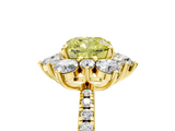 Yellow gold Fancy Yellow Cushion  Cut Diamond Floral Halo Pave Band with Prong Setting_42