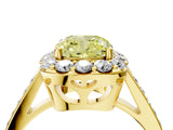 Yellow gold Fancy Yellow Cushion Cut Diamond Floral Halo Ring with Pavé Band and Prong Setting_7