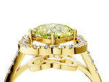 Yellow gold Fancy Yellow Cushion Cut Diamond Floral Halo Split Shank Prong Setting Ring_4